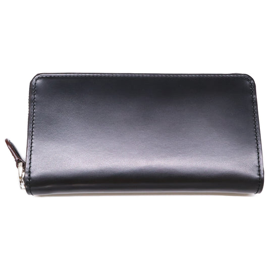 GANZO AVON Leather Round Zip Wallet Black