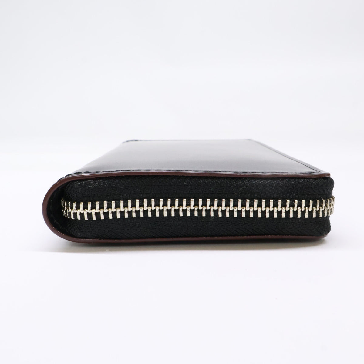 GANZO AVON Leather Round Zip Wallet Black