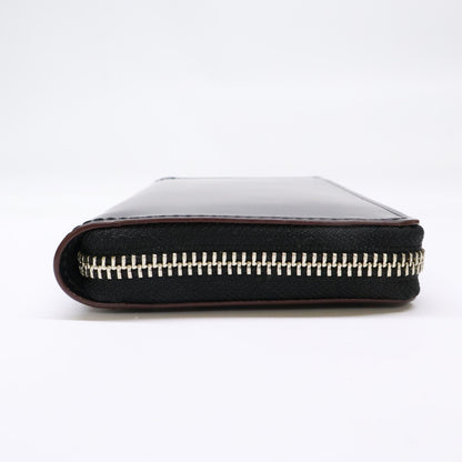 GANZO AVON Leather Round Zip Wallet Black