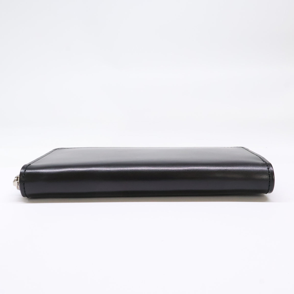 GANZO AVON Leather Round Zip Wallet Black