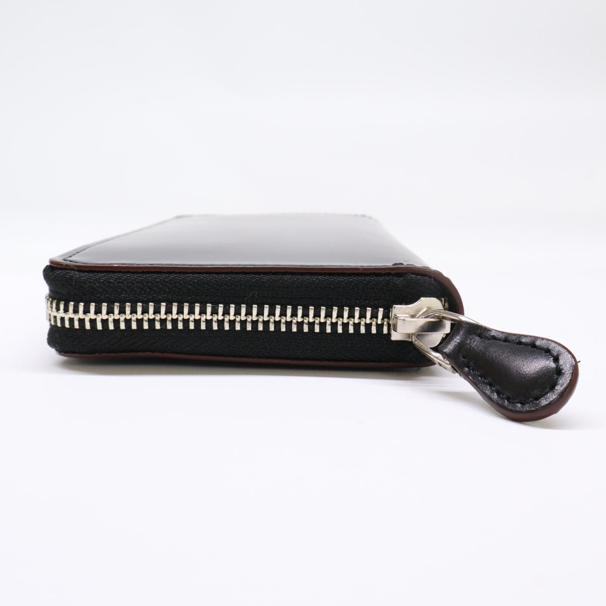 GANZO AVON Leather Round Zip Wallet Black