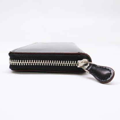 GANZO AVON Leather Round Zip Wallet Black