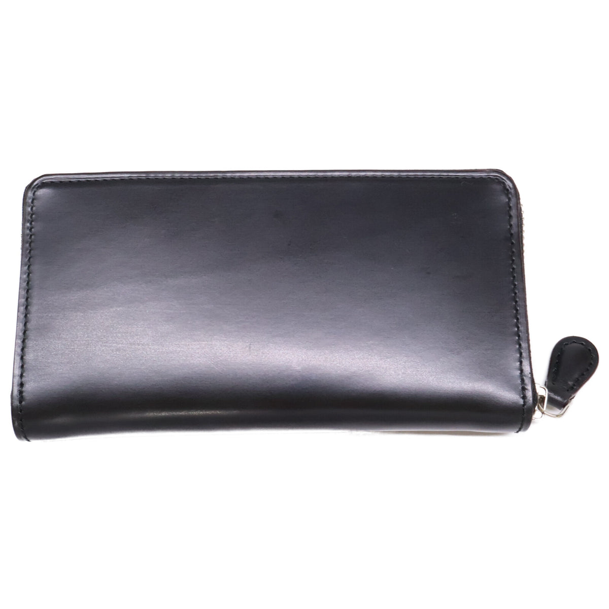 GANZO AVON Leather Round Zip Wallet Black