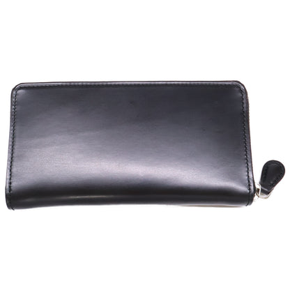 GANZO AVON Leather Round Zip Wallet Black