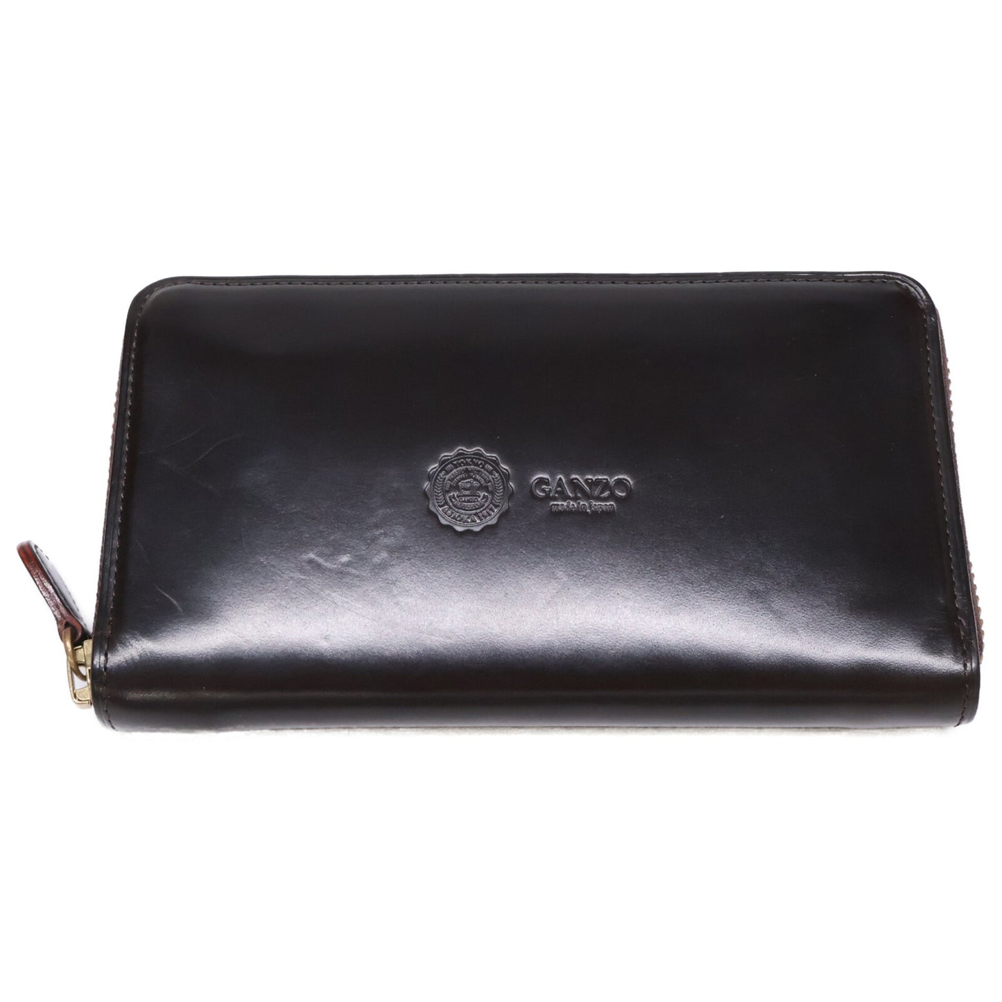 GANZO GUD2 Leather Round Zip Wallet Burgundy Size ONE SIZE