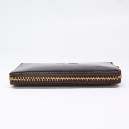 GANZO GUD2 Leather Round Zip Wallet Burgundy Size ONE SIZE