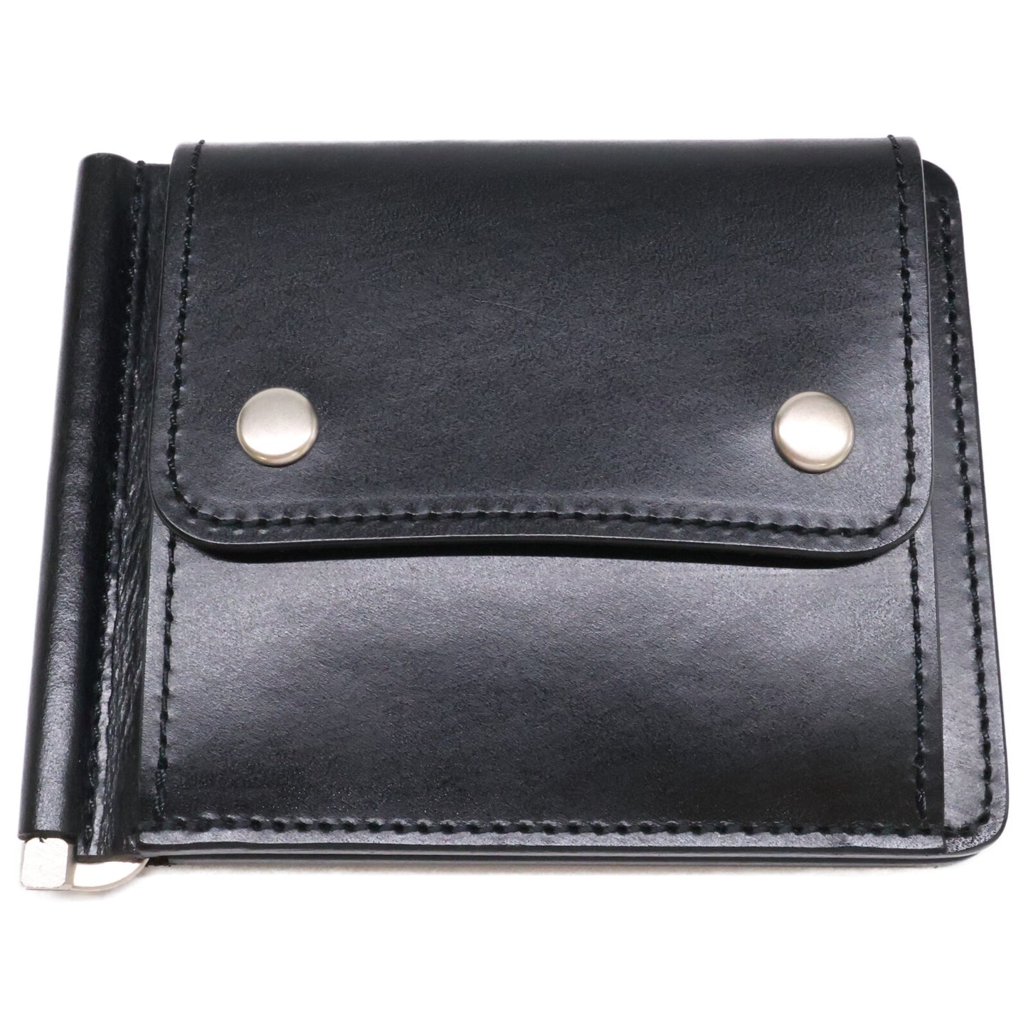 SLOW SO794J Bridle Leather Money Clip Black Wallet Size ONE SIZE