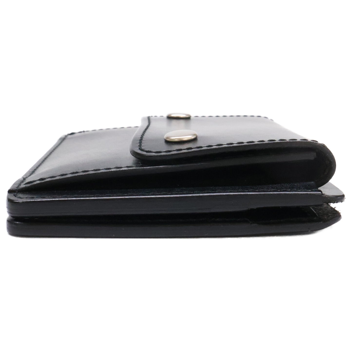 SLOW SO794J Bridle Leather Money Clip Black Wallet Size ONE SIZE