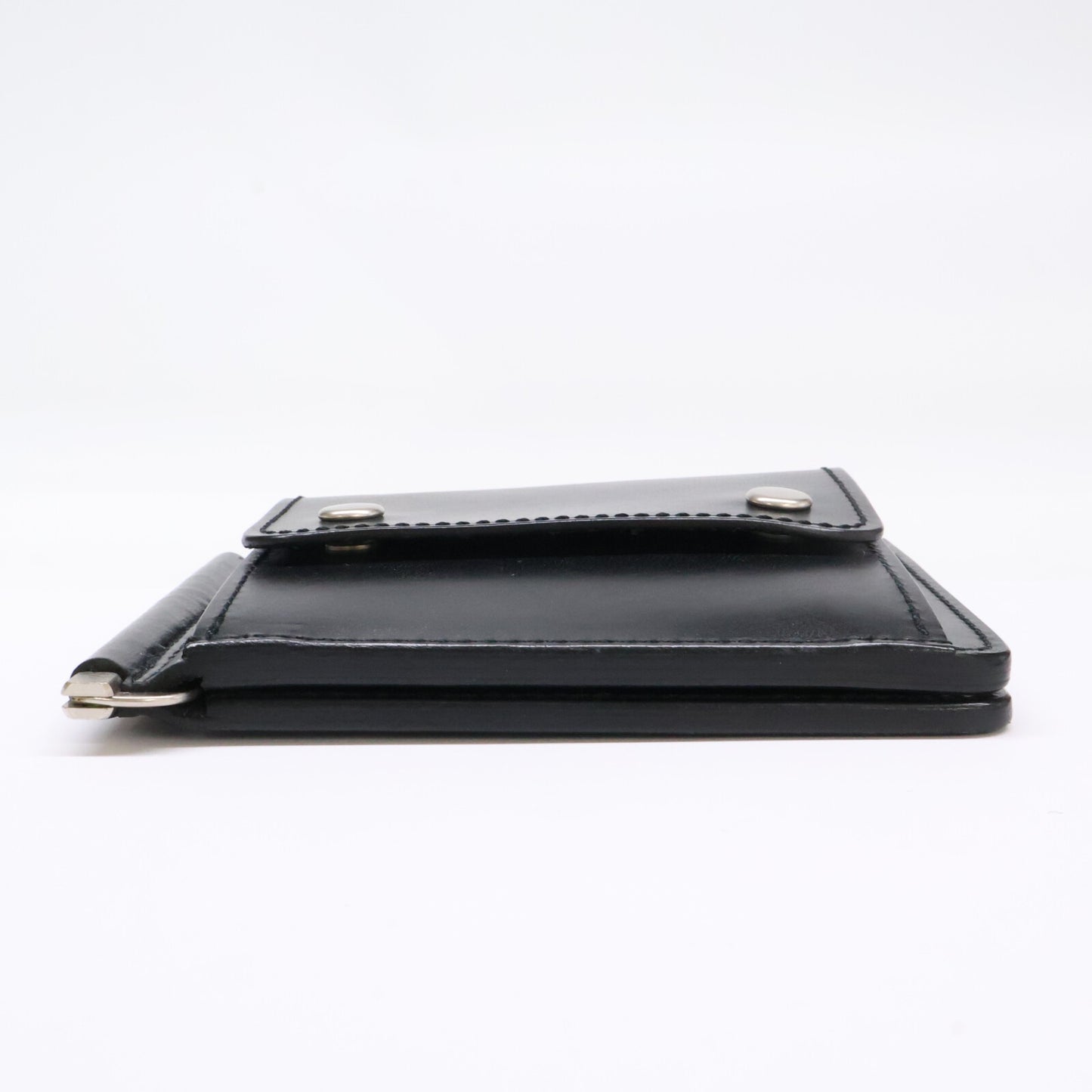 SLOW SO794J Bridle Leather Money Clip Black Wallet Size ONE SIZE