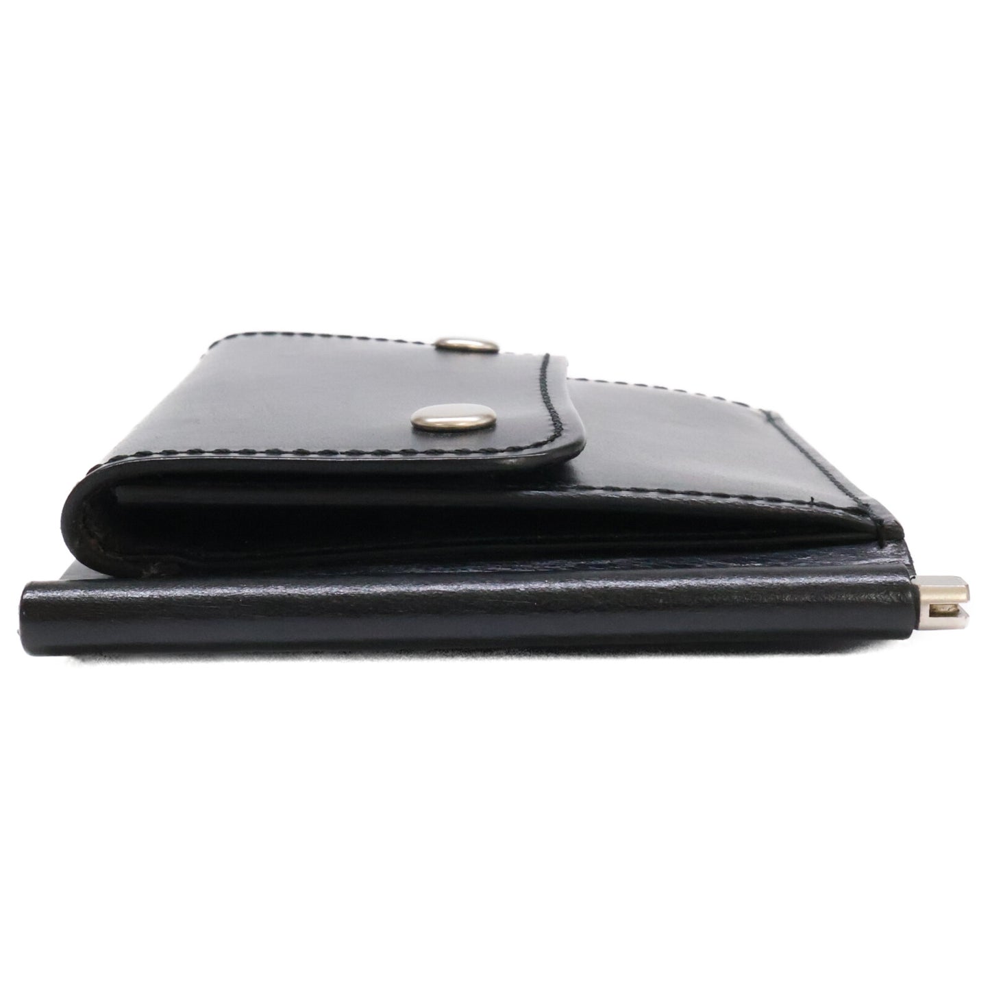 SLOW SO794J Bridle Leather Money Clip Black Wallet Size ONE SIZE