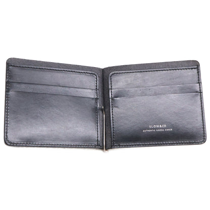 SLOW SO794J Bridle Leather Money Clip Black Wallet Size ONE SIZE