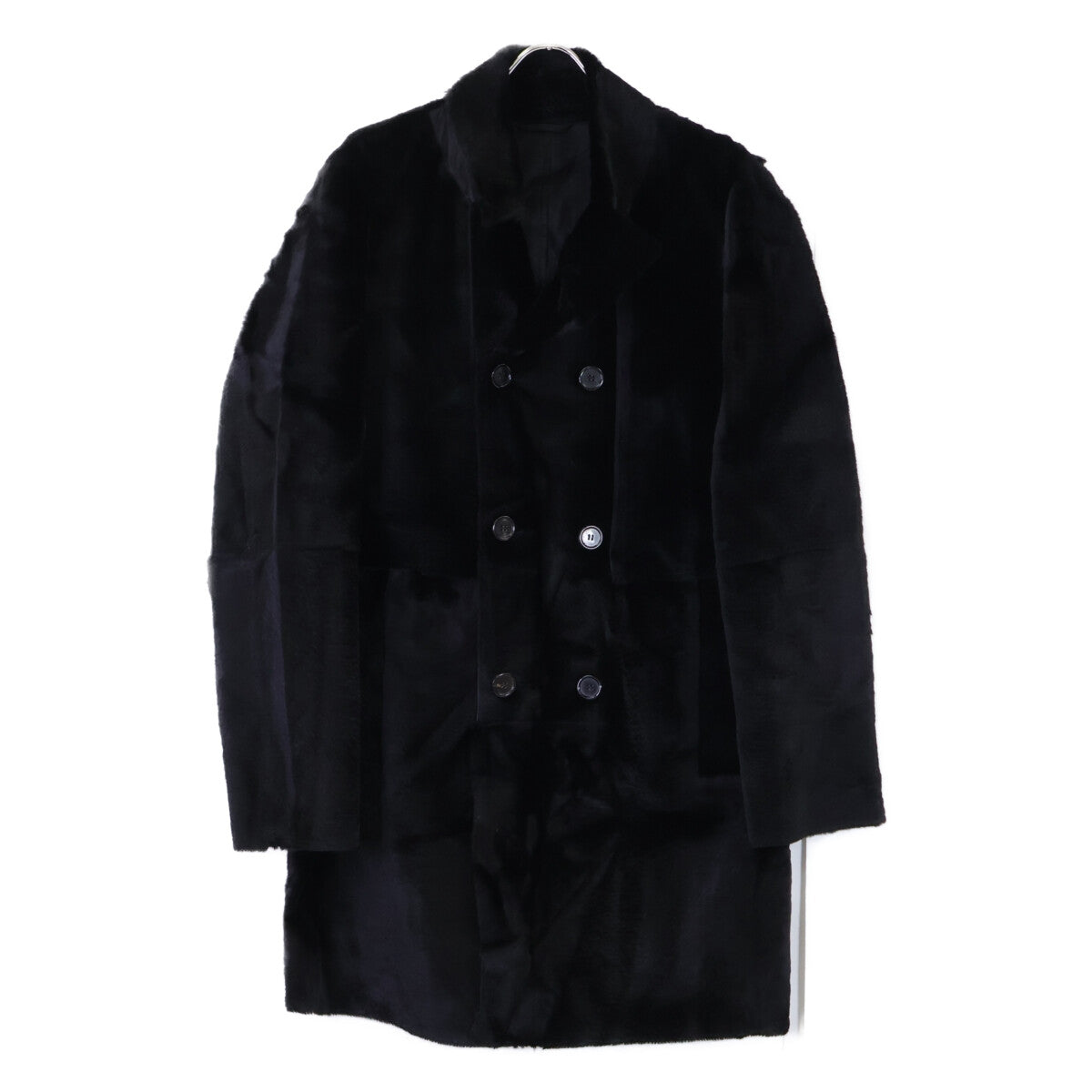 HUGOBOSS Kangaroo Leather Double Breasted Coat Black Size M