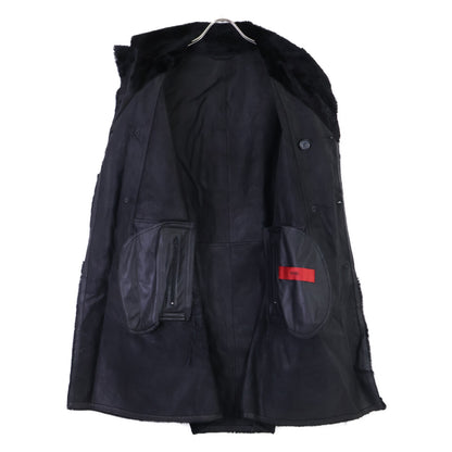 HUGOBOSS Kangaroo Leather Double Breasted Coat Black Size M