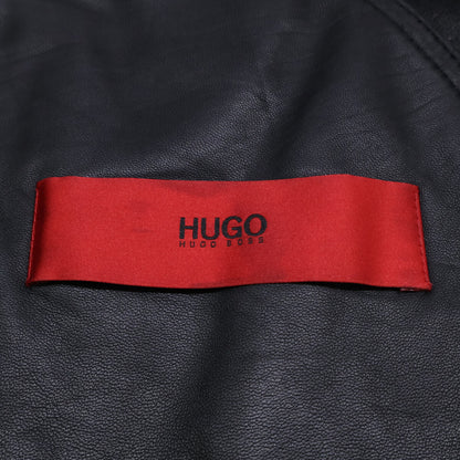 HUGOBOSS Kangaroo Leather Double Breasted Coat Black Size M