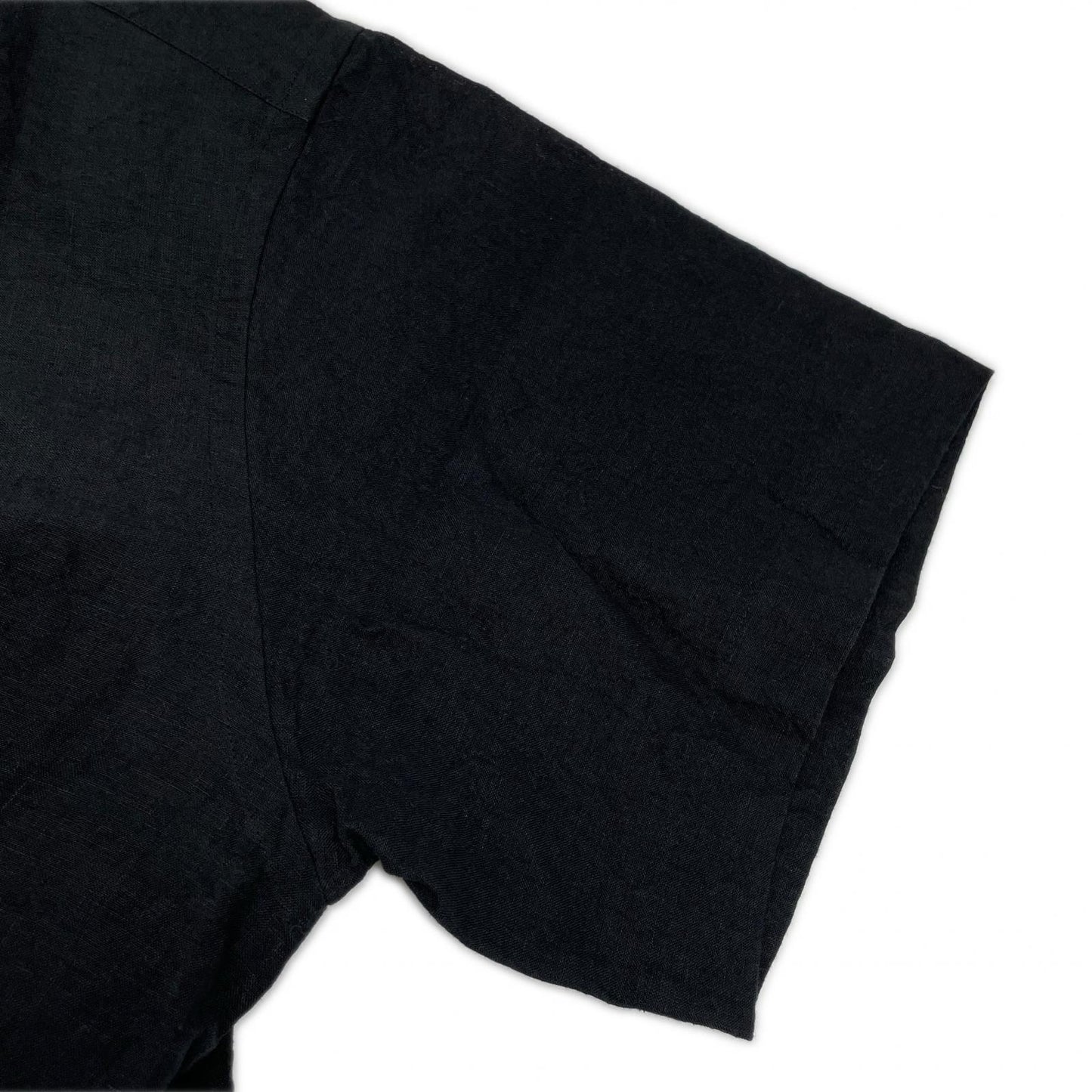 GALERIE VIE Random Linen Open Collar Shirt Black Size F