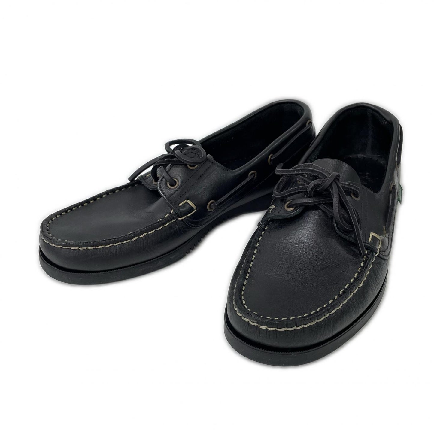 Paraboot BARTH Leather Deck Shoes Black Boots Size 7