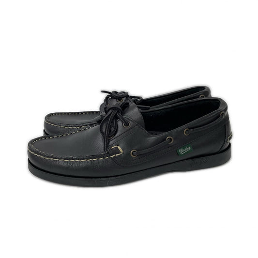 Paraboot BARTH Leather Deck Shoes Black Boots Size 7