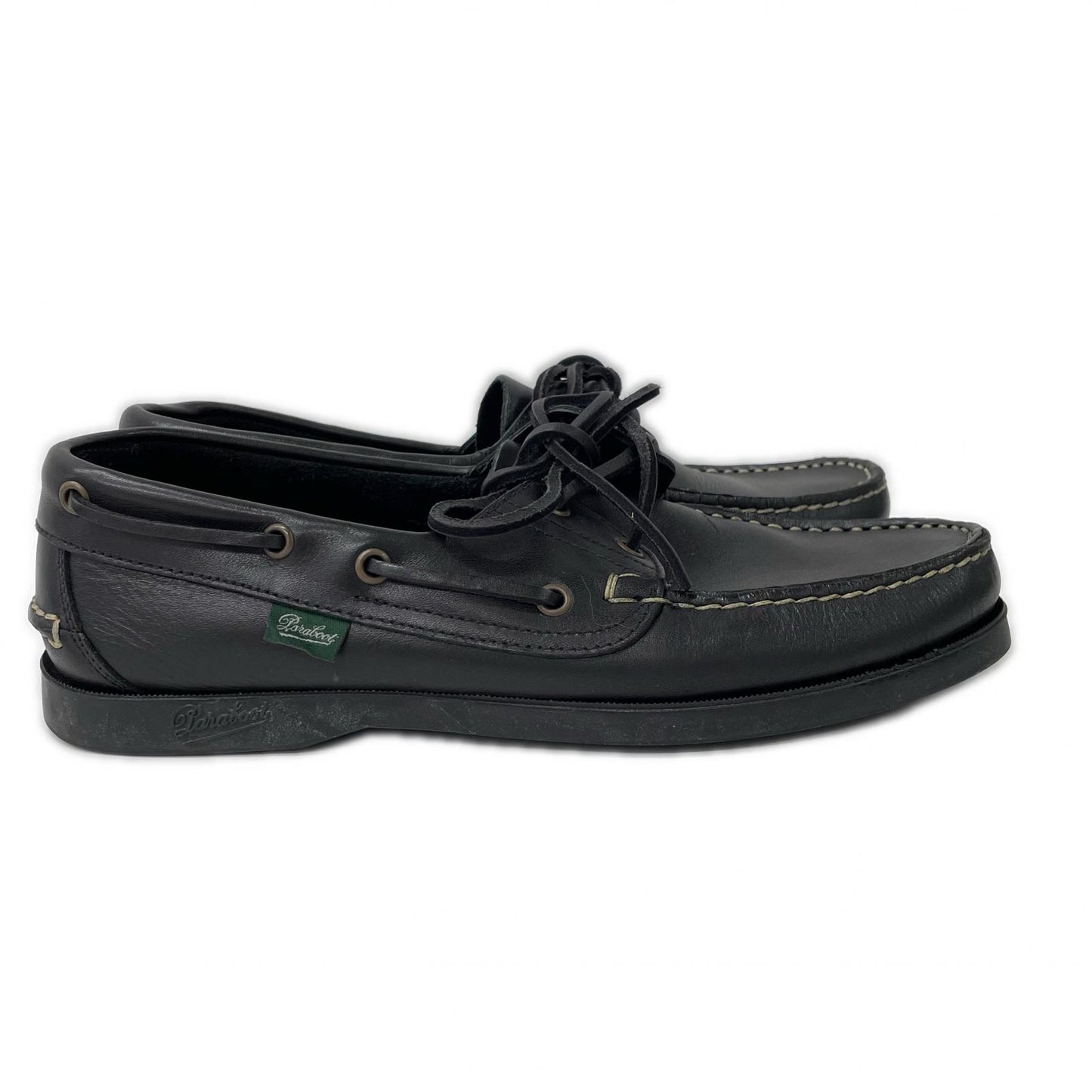 Paraboot BARTH Leather Deck Shoes Black Boots Size 7
