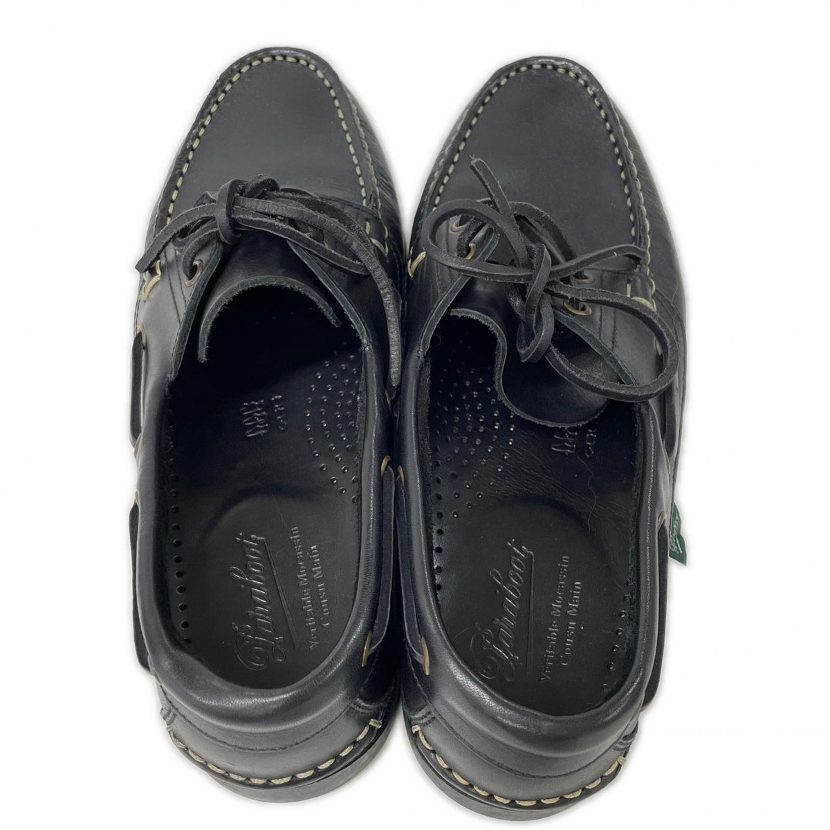 Paraboot BARTH Leather Deck Shoes Black Boots Size 7
