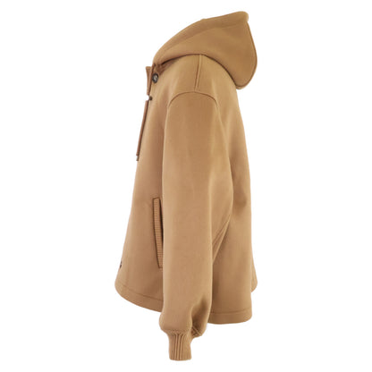 LOEWE H526Y01WCA Wool Hooded Jacket Brown Size 46