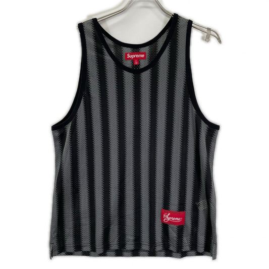 Supreme Black/Grey Stripe Mesh Tank Top Size S