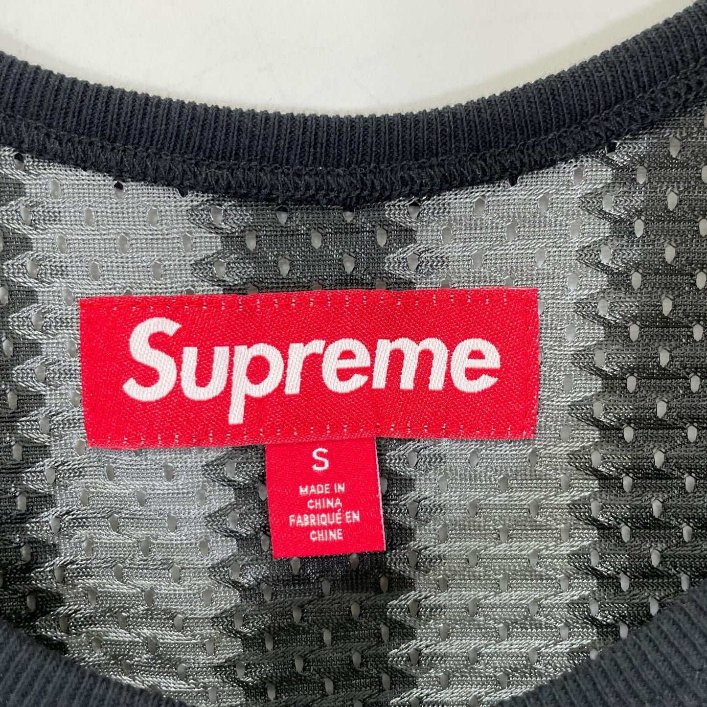Supreme Black/Grey Stripe Mesh Tank Top Size S