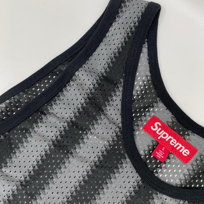 Supreme Black/Grey Stripe Mesh Tank Top Size S