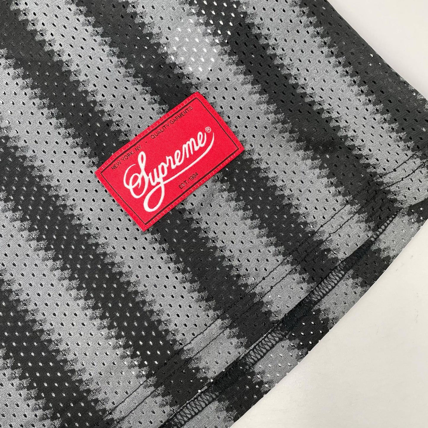 Supreme Black/Grey Stripe Mesh Tank Top Size S