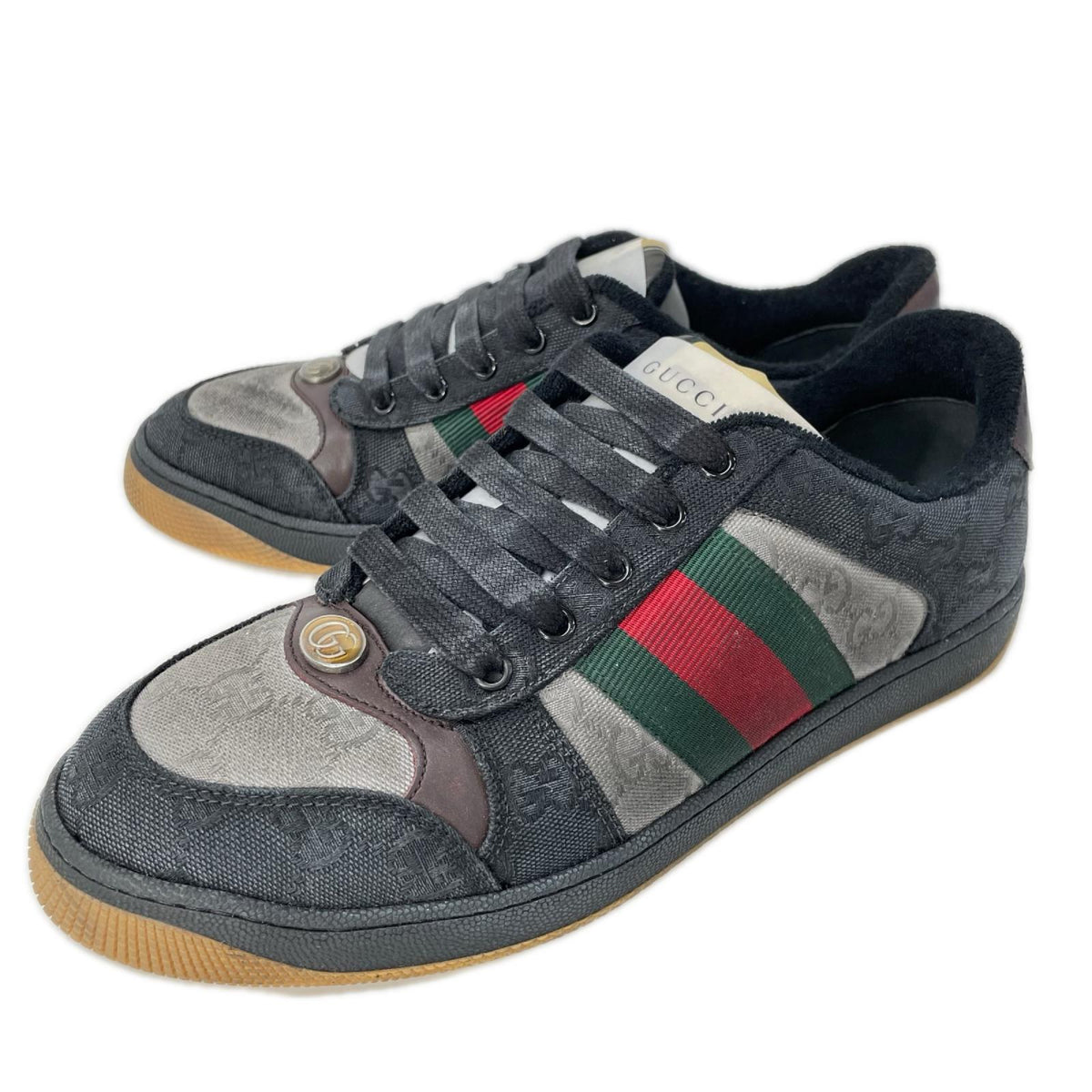 GUCCI Screener GG Canvas Web Stripe Sneakers Size UK 8