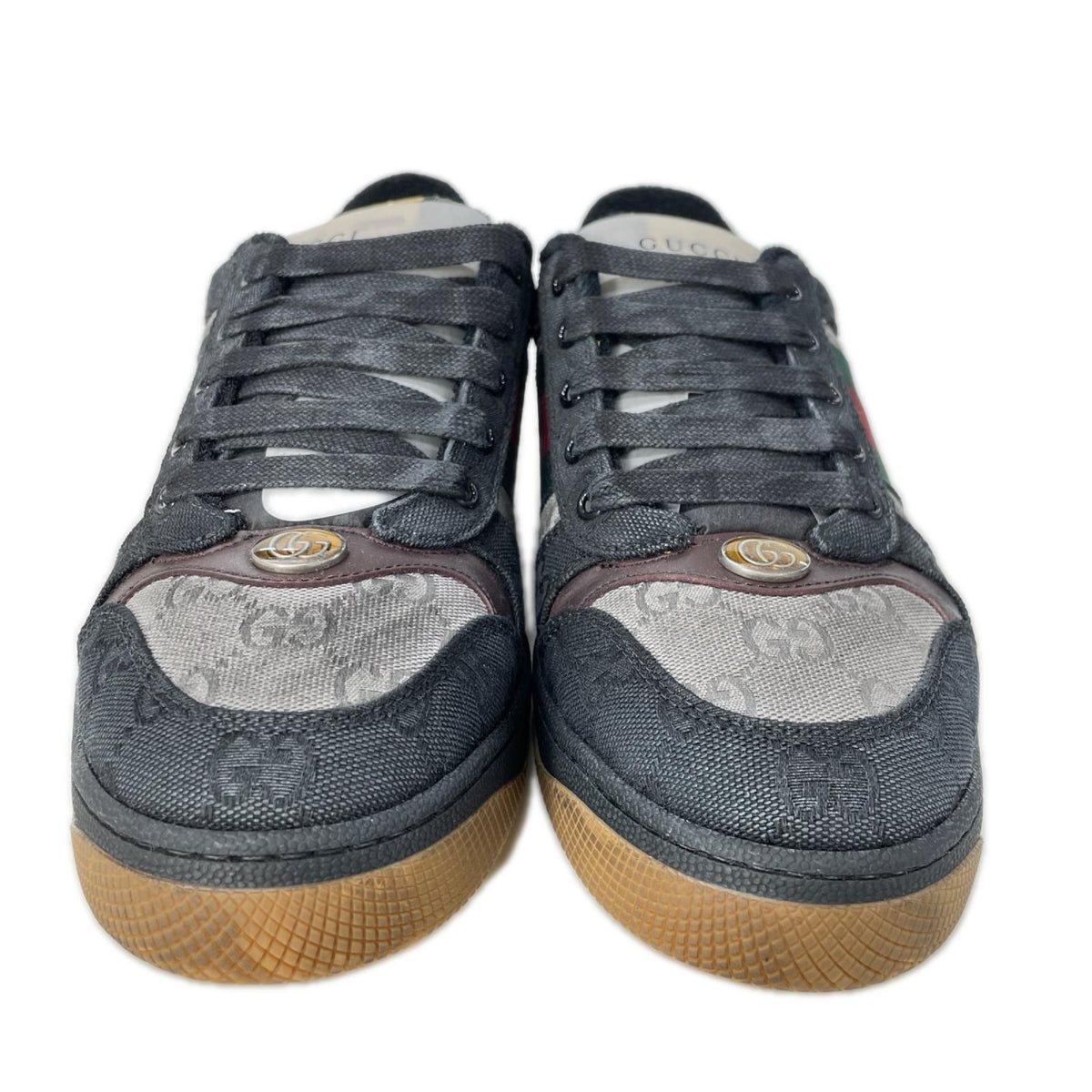 GUCCI Screener GG Canvas Web Stripe Sneakers Size UK 8