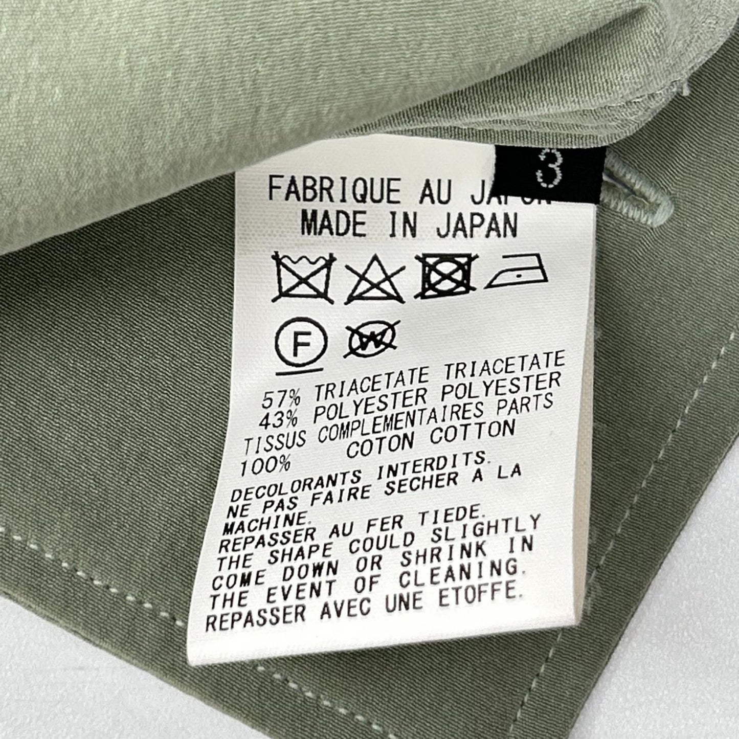 Ground Y GI-B08-500 Triacetate Open Shirt Green Size 3