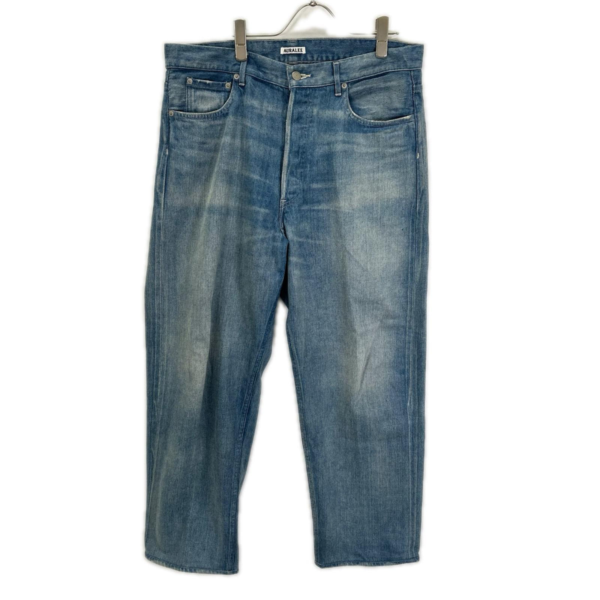 AURALEE Selvedge Faded Light Denim Wide Pants
