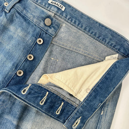 AURALEE Selvedge Faded Light Denim Wide Pants