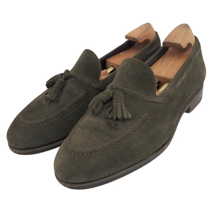 CARMINA Khaki Green Suede Tassel Loafers Size 6
