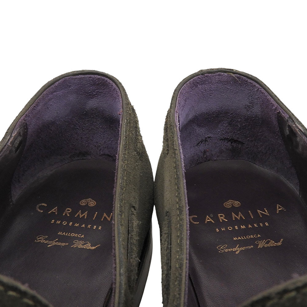 CARMINA Khaki Green Suede Tassel Loafers Size 6