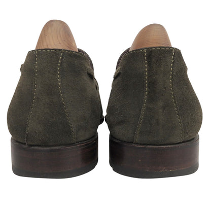 CARMINA Khaki Green Suede Tassel Loafers Size 6