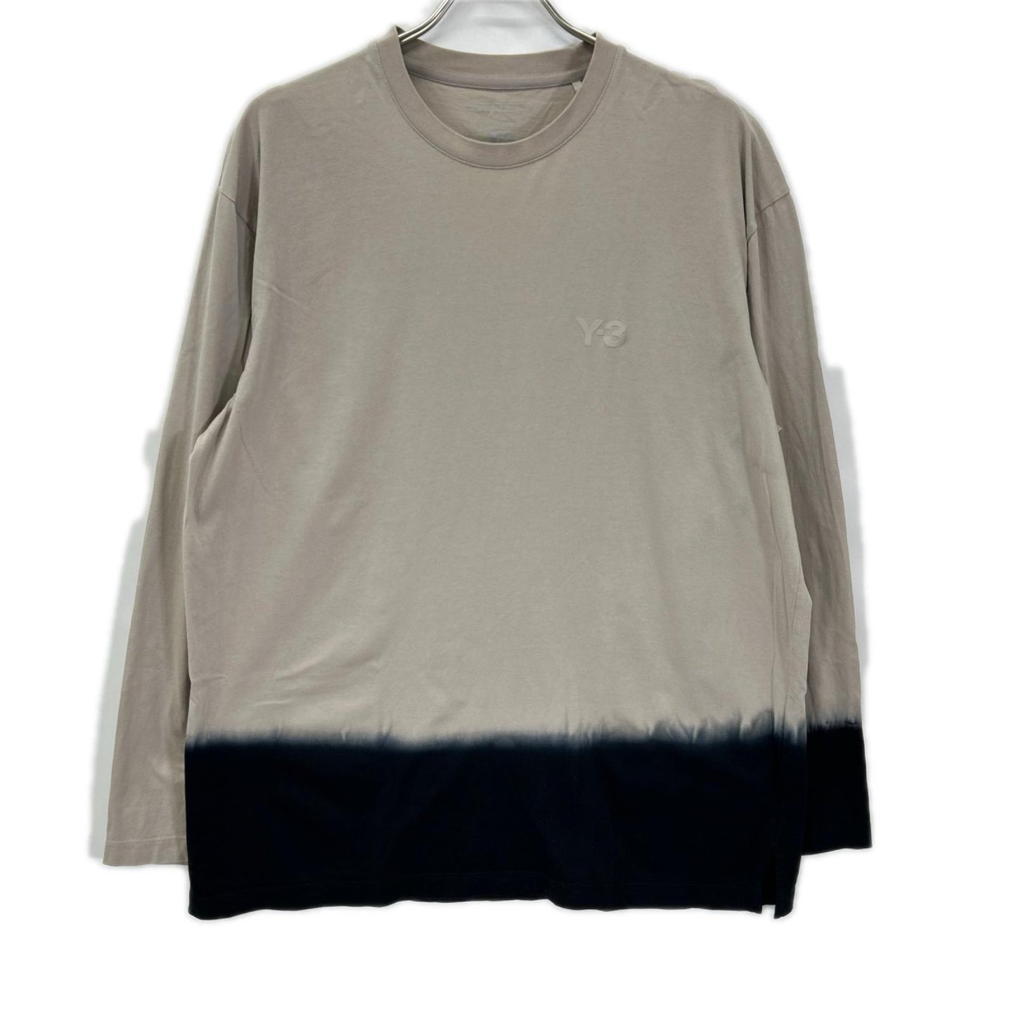 Y-3 KQ9781 Dipped Long Sleeve Tee Beige/Black Size L