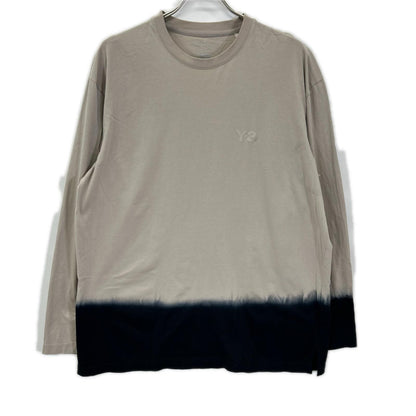 Y-3 KQ9781 Dipped Long Sleeve Tee Beige/Black Size L