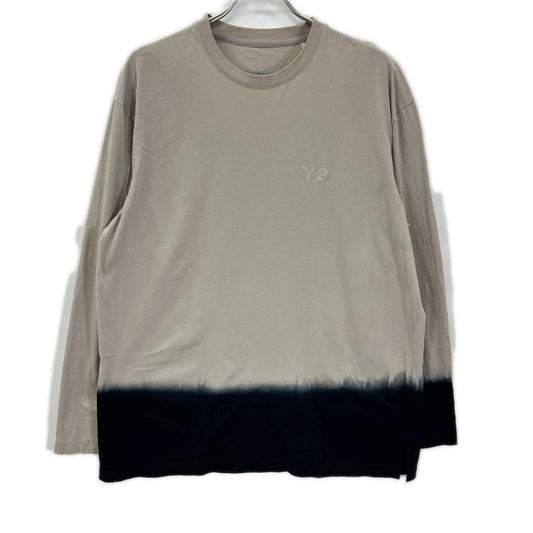 Y-3 KQ9781 Dipped Long Sleeve Tee Beige/Black Size L