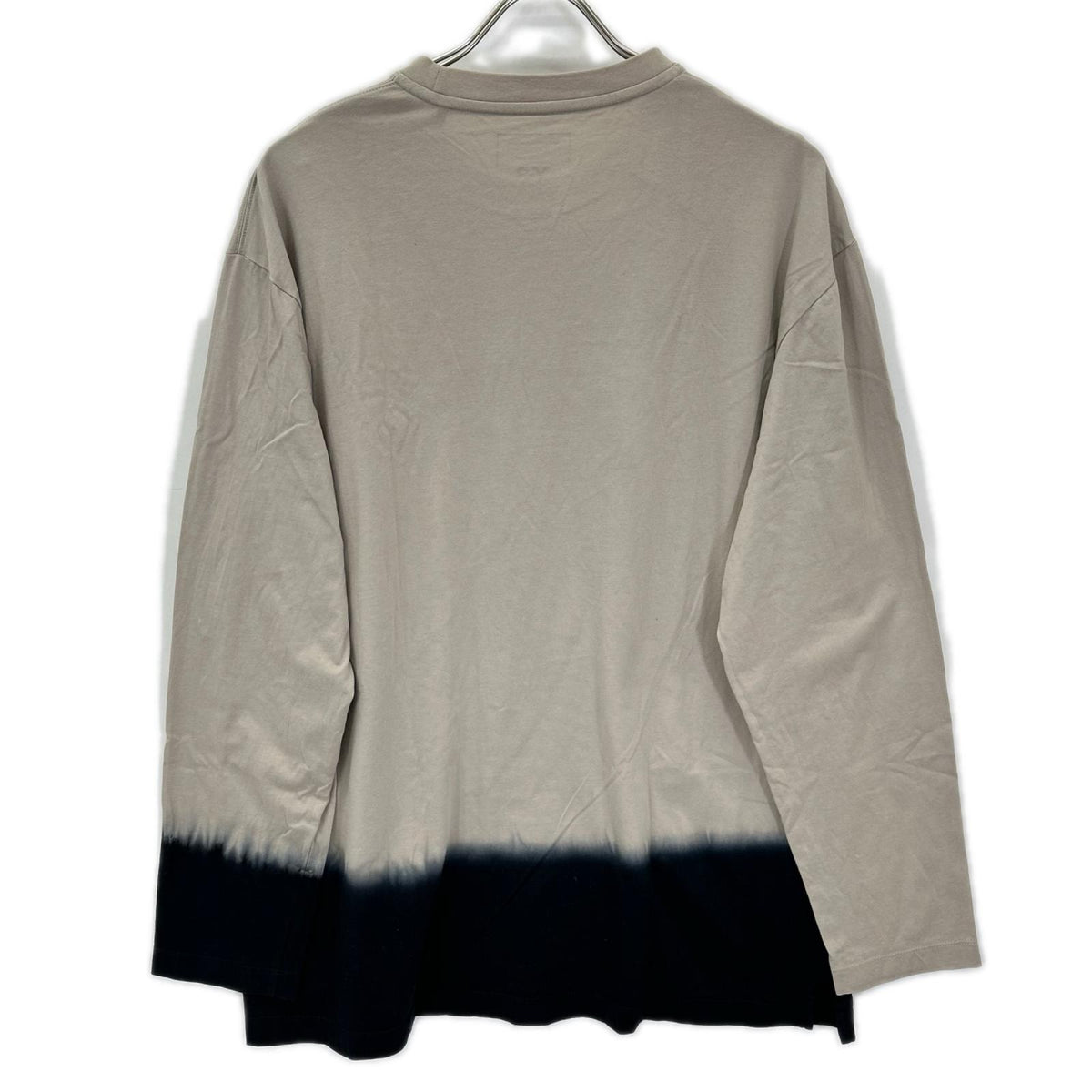 Y-3 KQ9781 Dipped Long Sleeve Tee Beige/Black Size L