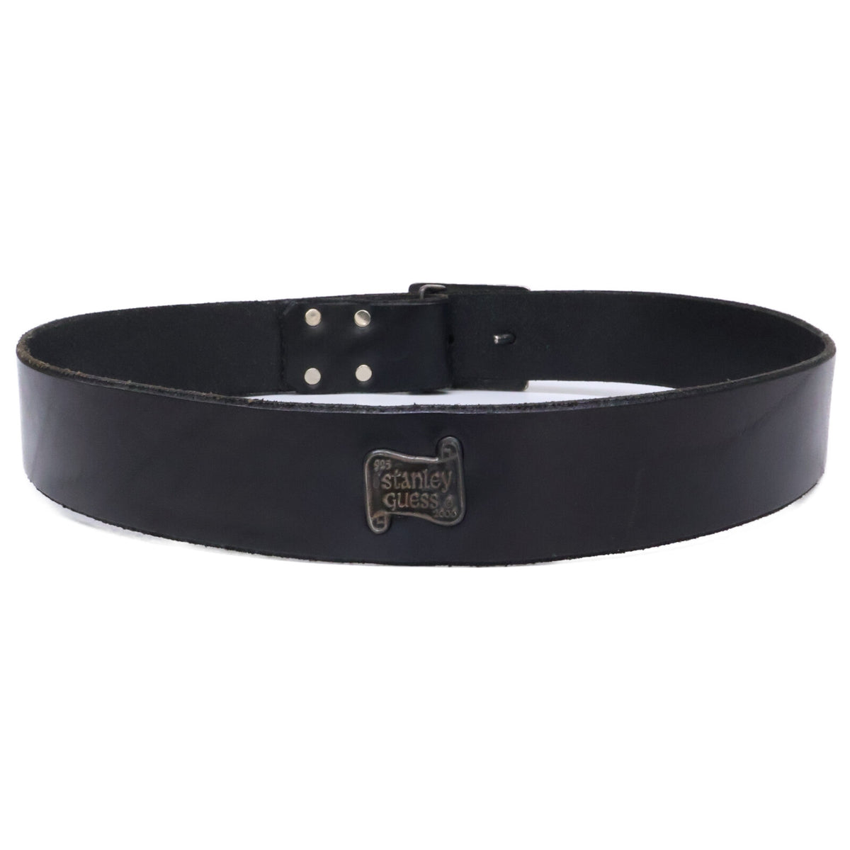 STANLEY GUESS Multi Skull Square Buckle Leather Belt Black