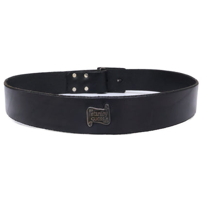 STANLEY GUESS Multi Skull Square Buckle Leather Belt Black