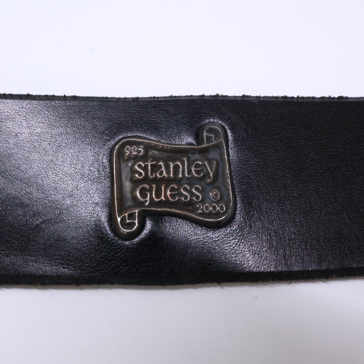 STANLEY GUESS Multi Skull Square Buckle Leather Belt Black