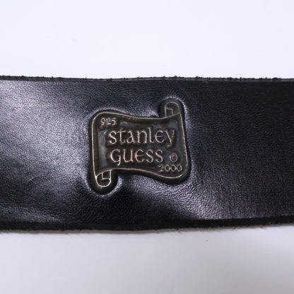 STANLEY GUESS Multi Skull Square Buckle Leather Belt Black