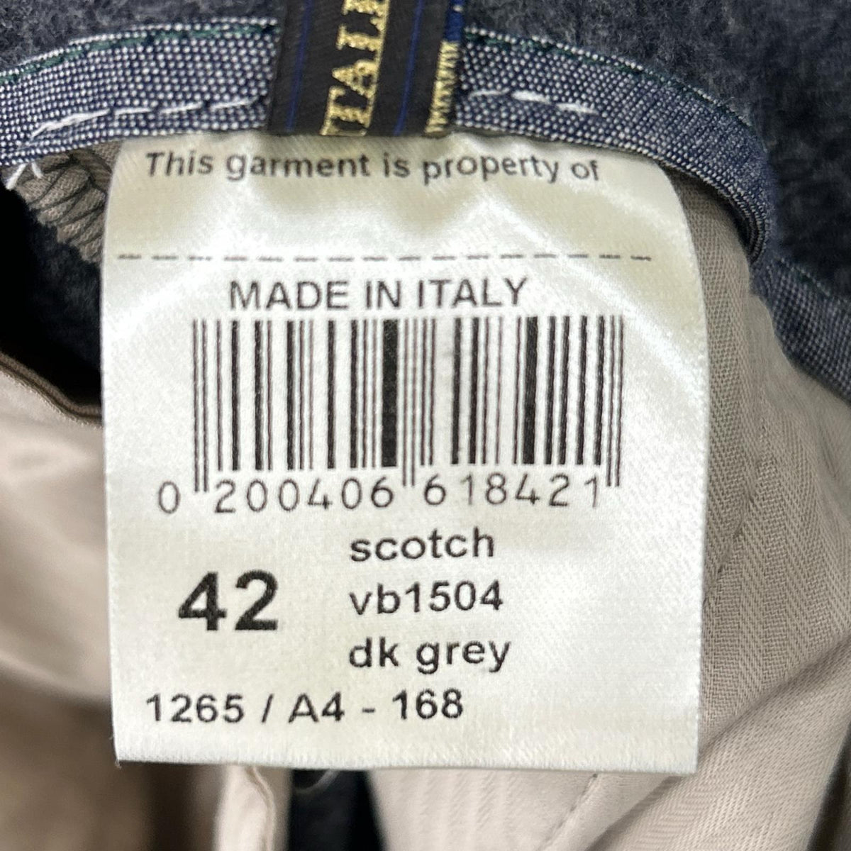 BERWICH Scotch Gray 2-Pleat Slacks Size 42
