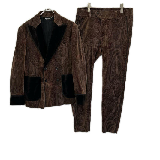 TMT Velour Paisley All-Over Pattern Suit Brown Size L