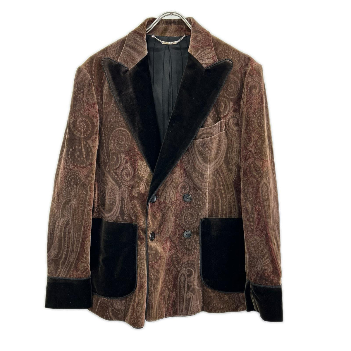 TMT Velour Paisley All-Over Pattern Suit Brown Size L