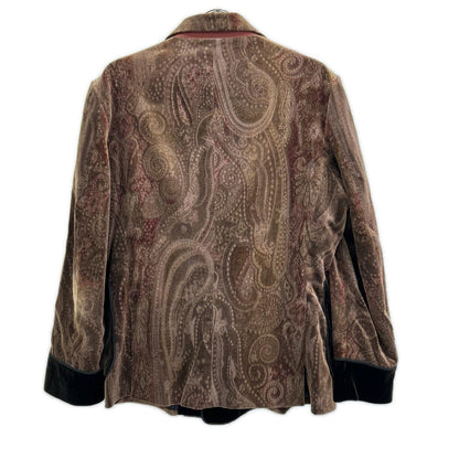 TMT Velour Paisley All-Over Pattern Suit Brown Size L