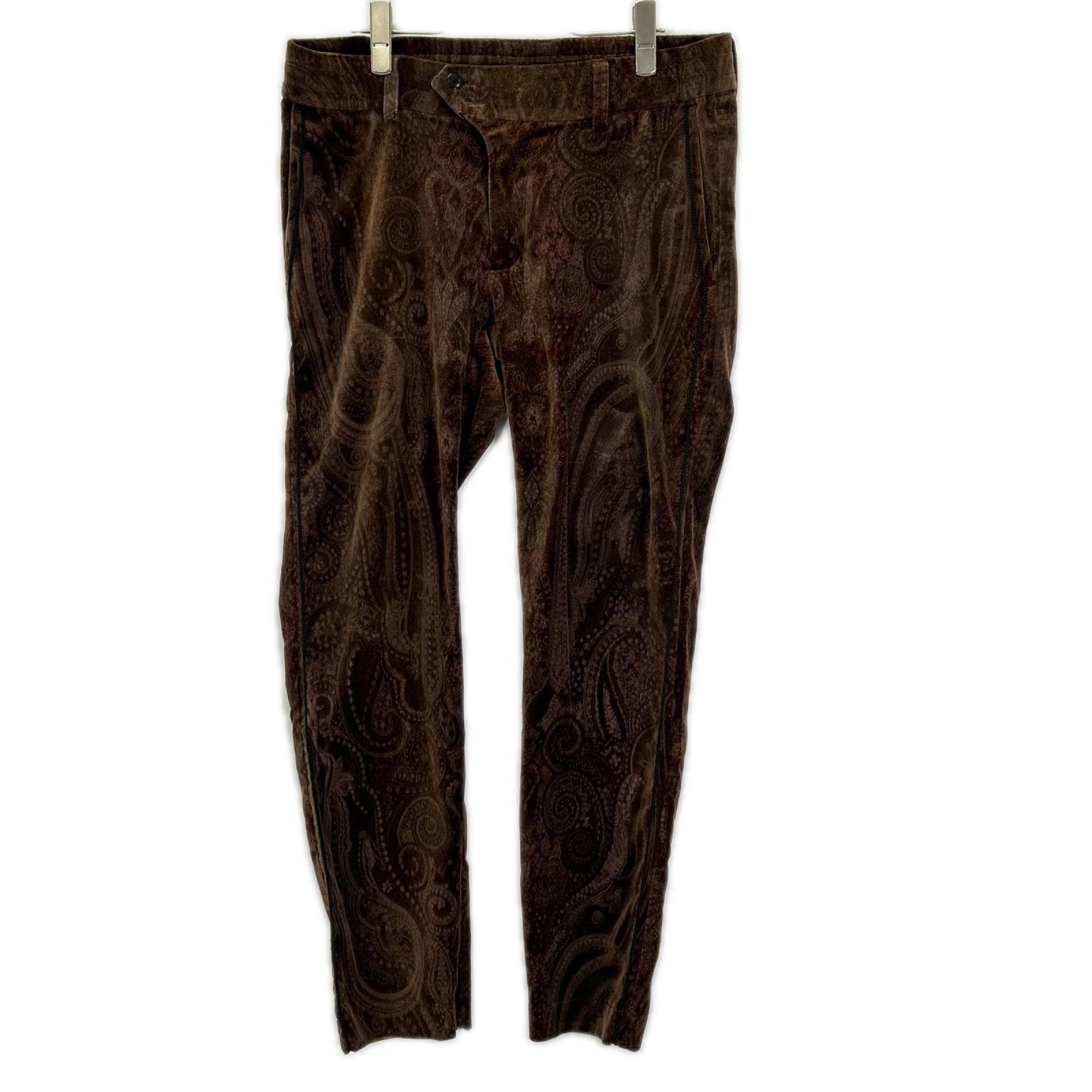 TMT Velour Paisley All-Over Pattern Suit Brown Size L
