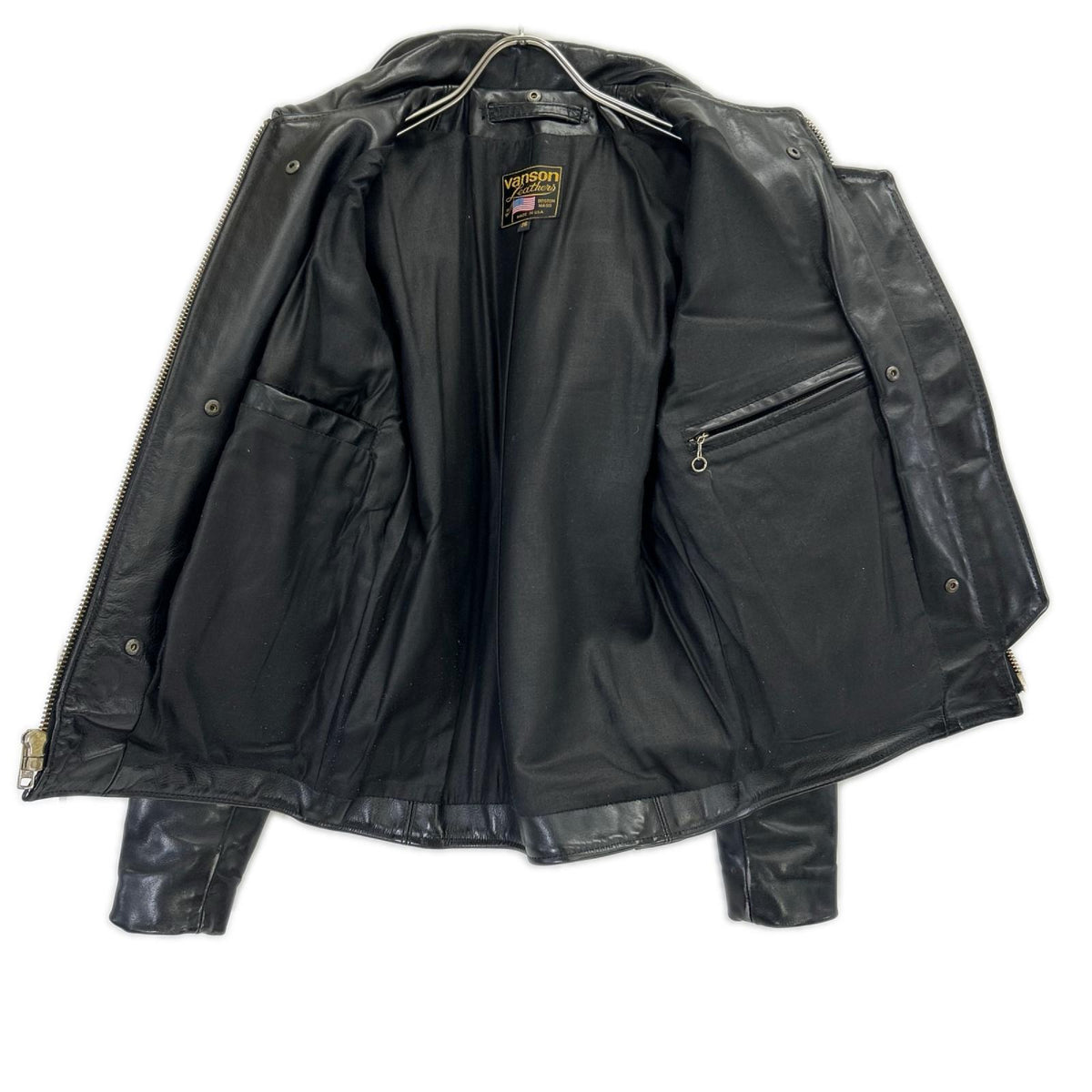 VANSON ENF Single Rider Leather Jacket Black Size 36